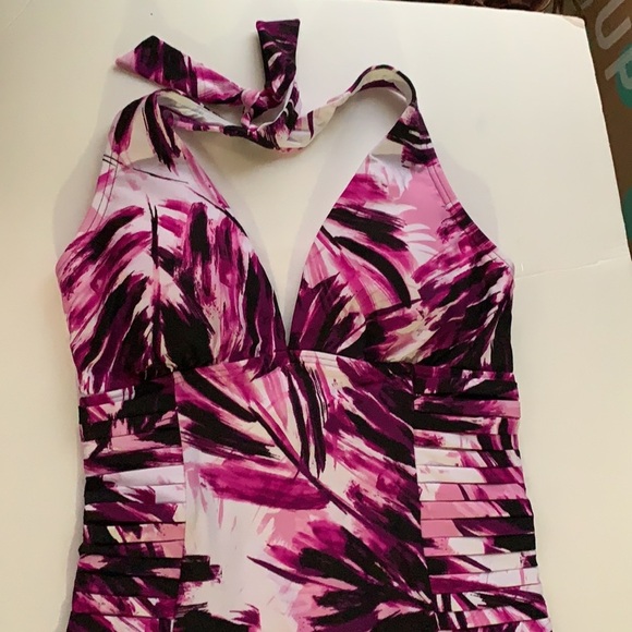 Calvin Klein Women's Side-Pleated‎ Halter One-Piece - Picture 9 of 10